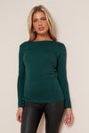 Green Round Neck Long Sleeve Top