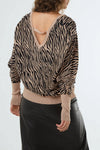 Stone Animal Print V-Neck Jumper