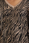 Stone Animal Print V-Neck Jumper