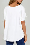 White Basic Oversized V Neck T Shirt