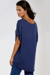 Navy Oversized V Neck T Shirt