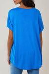 Royal Blue Basic Oversized V Neck T Shirt