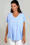 Light Blue Basic Oversized V Neck T Shirt