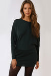 Green Batwing Sleeve Knit Mini Dress