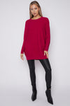 Fuchsia Batwing Sleeve Jumper with Pockets