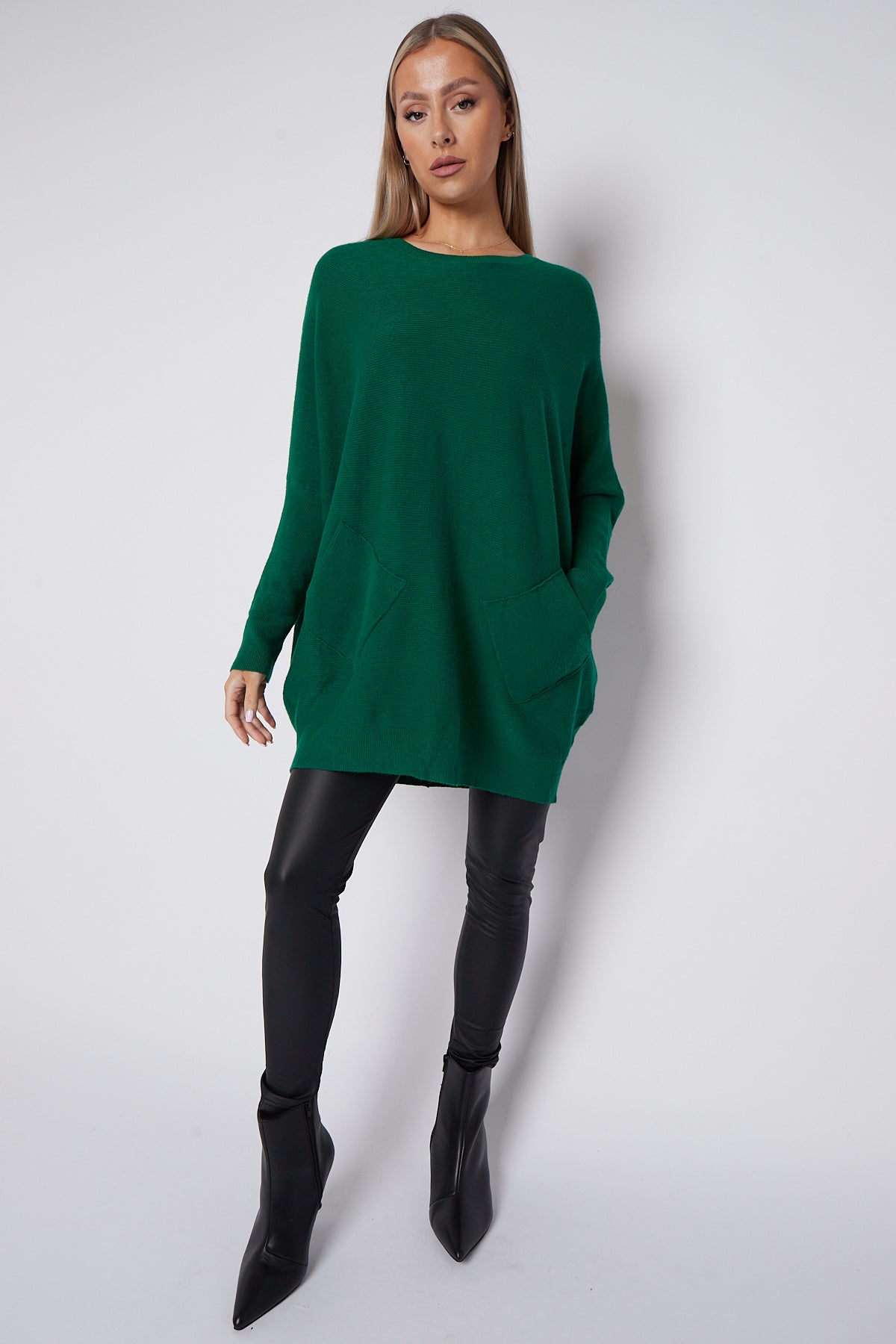 Green Batwing Sleeve Jumper with Pockets Aftershock London