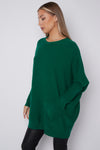 Green Batwing Sleeve Jumper with Pockets