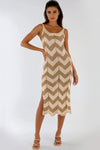 Beige Beach Knitted Midi Dress