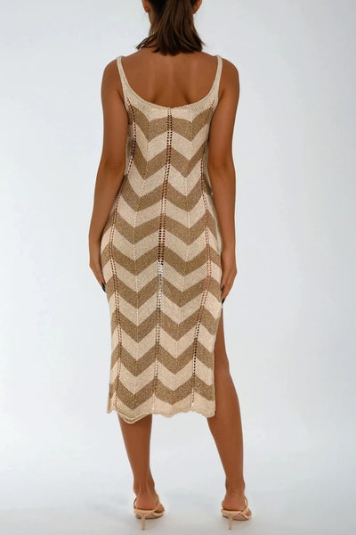 Beige Beach Knitted Midi Dress