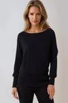 Black Long Sleeve Ribbed Jumper