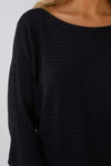 Black Long Sleeve Ribbed Jumper