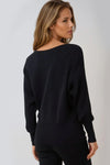 Black Long Sleeve Ribbed Jumper