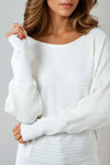 Ivory Long Sleeve Ribbed Jumper