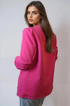 Fuchsia Blazer with Ruched Sleeves