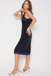 Blue Sequin Sleeveless Midi Dress