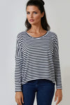 Black Breton Stripe Round Neck Top