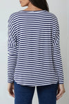 Navy Breton Stripe Round Neck Top