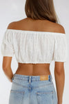 White Broderie Crop Top