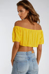 Yellow Broderie Crop Top