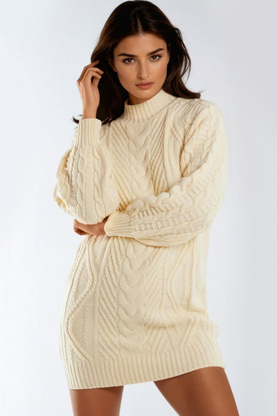 Ivory Cable Knit Jumper Dress