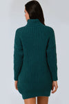 Green Cable Knit Roll Neck Jumper Dress