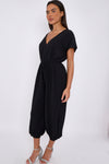 Black V-Neck Belted Jumpsuit