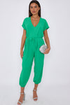 Jade Green V-Neck Belted Jumpsuit