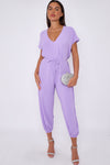 Lilac V-Neck Belted Jumpsuit