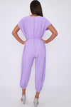 Lilac V-Neck Belted Jumpsuit