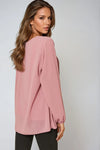 Rose Long Sleeve Pleated Blouse