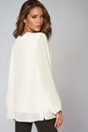 White Long Sleeve Pleated Blouse