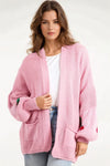 Pink Cherry Knitted Cardigan with Pockets