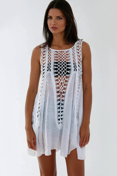 Ivory Crochet Detail Tunic Top