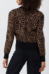 Black And Camel Cropped Leopard Cardigan