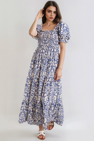 Light Blue Printed Maxi Dress