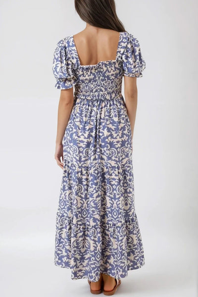 Light Blue Printed Maxi Dress