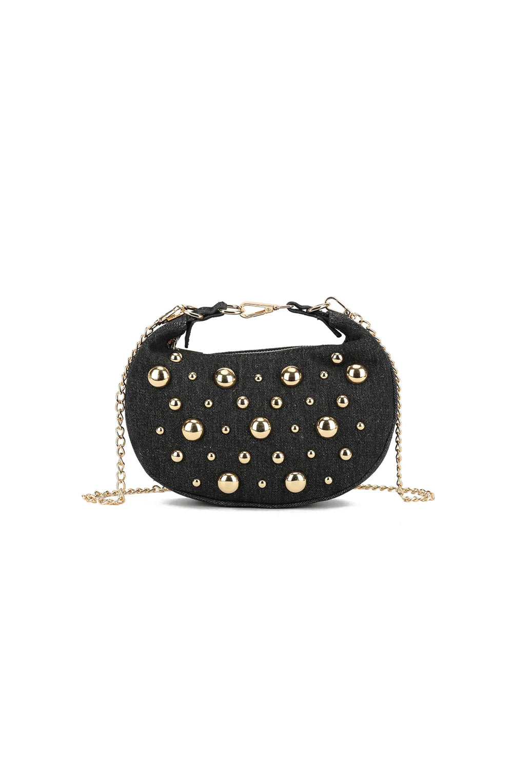 Black Denim Half Moon Mini Bag