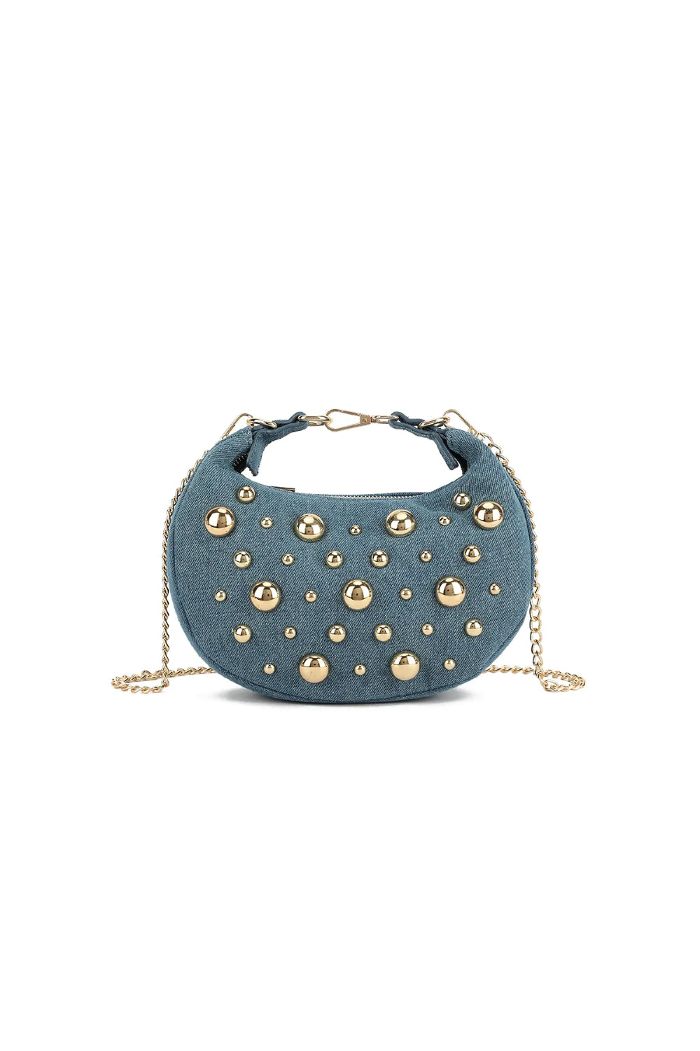 Dark Blue Denim Half Moon Mini Bag