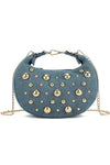 Dark Blue Denim Half Moon Mini Bag