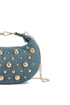 Dark Blue Denim Half Moon Mini Bag