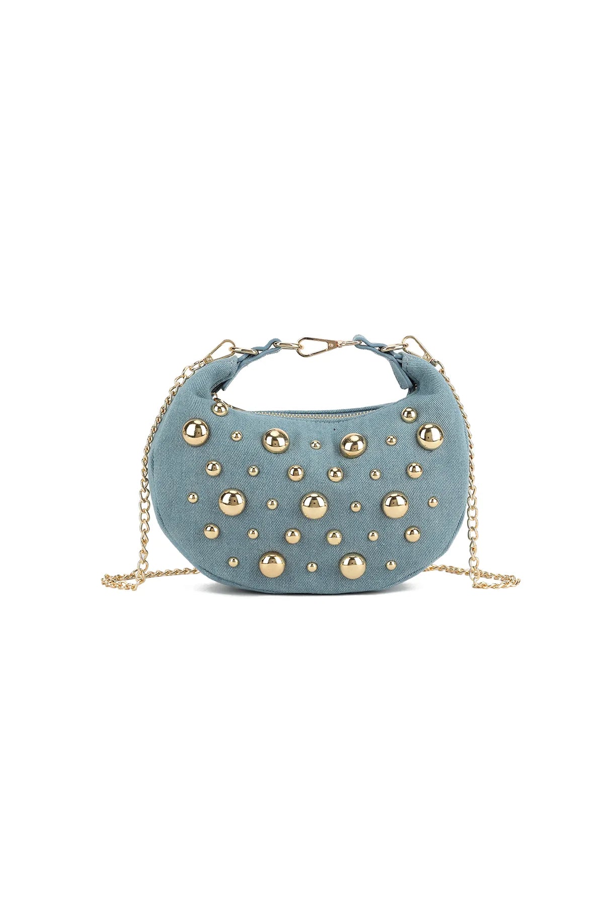 Light Blue Denim Half Moon Mini Bag