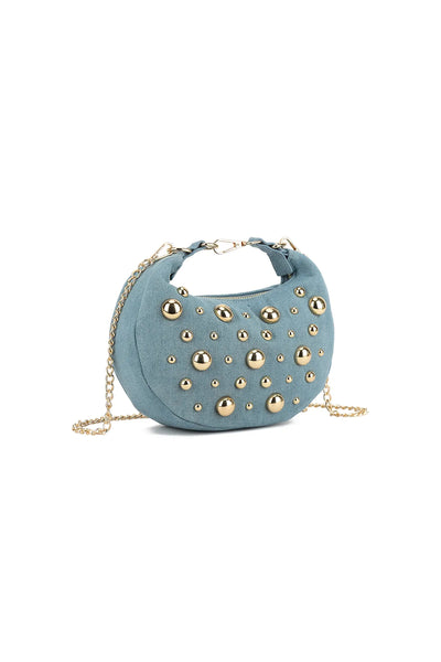 Light Blue Denim Half Moon Mini Bag