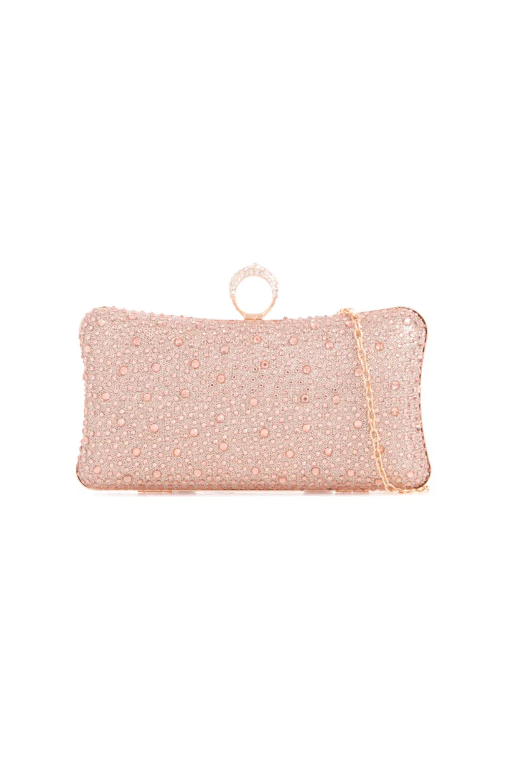 Champagne Diamante Ring Clutch Bag