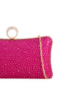 Fuchsia Diamante Ring Clutch Bag