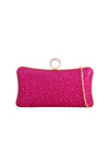 Fuchsia Diamante Ring Clutch Bag