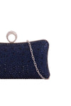 Navy Diamante Ring Clutch Bag