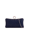 Navy Diamante Ring Clutch Bag