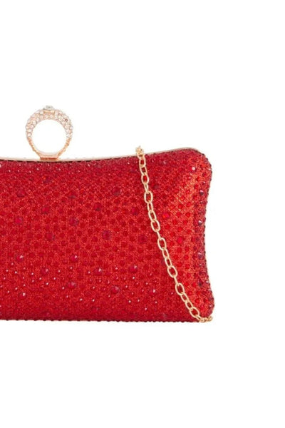 Red Diamante Ring Clutch Bag