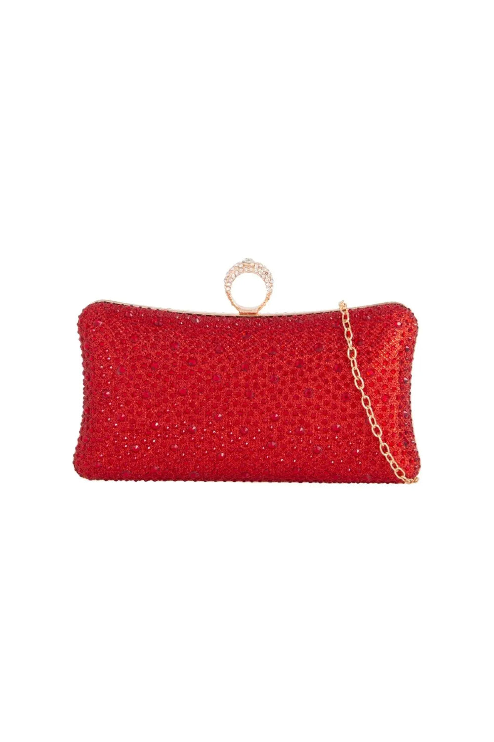 Red Diamante Ring Clutch Bag