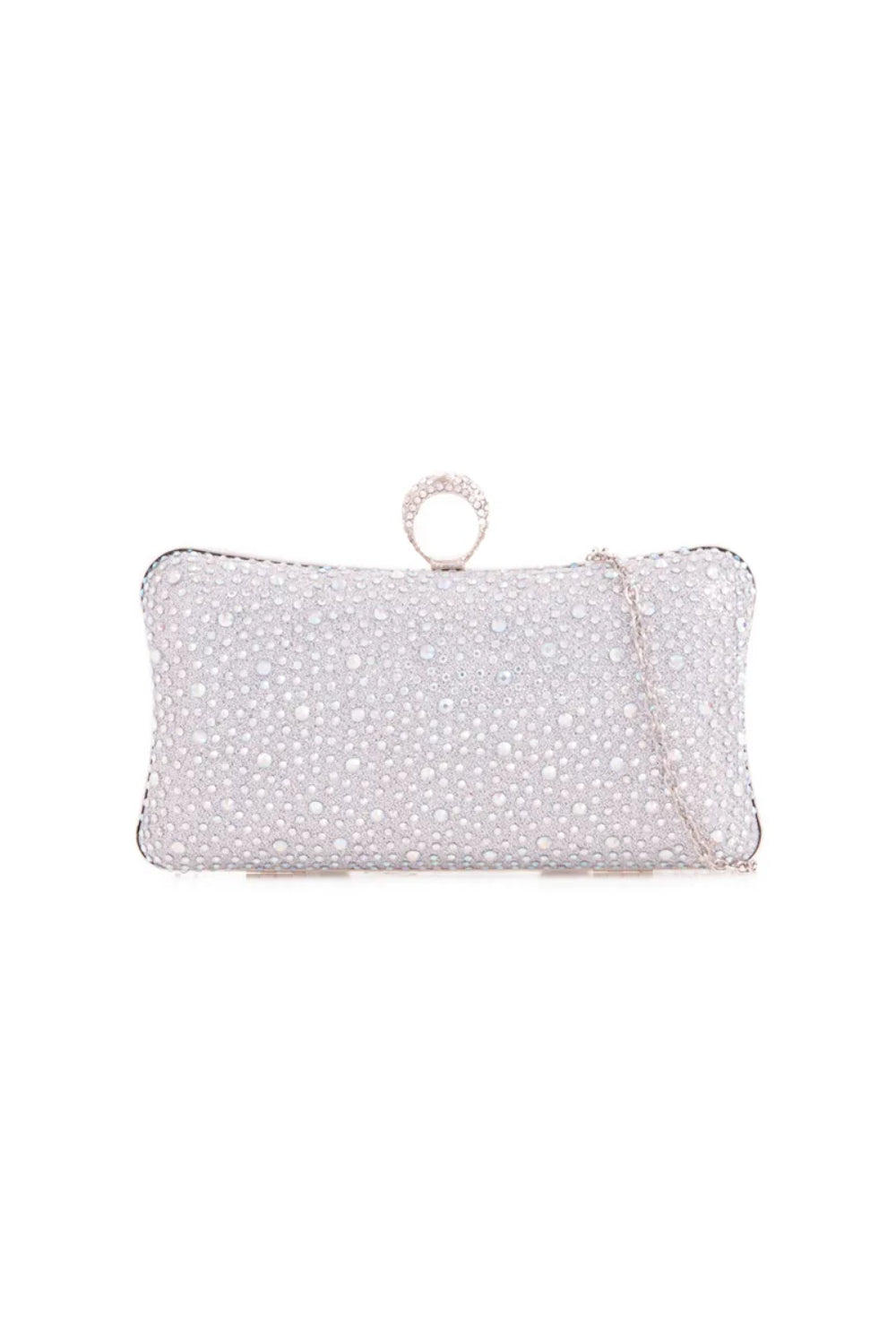 Silver Diamante Ring Clutch Bag